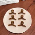 Set mit 6 Mini-Haarklammern (4 cm) in Bernsteinbraun für Pony und DIY-Haarschmuck-Styling - 6er Set / Gelee-Kaffee