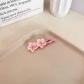 Elegant pink cherry blossom sakura hair clip for women, cute floral side accessory - Single Duckbill Clip