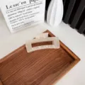 Grande pince à cheveux mate de couleur beige crème pour cheveux épais, accessoire chic. - Grand Carreaux / 10.5cm / Orange Brume