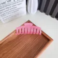 Pince à cheveux rose translucide effet gelée pour cheveux épais, fini mat - Style Quille / 11cm / Rose Pêche