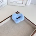 Pince à cheveux en peluche en forme de cœur bleu clair pour coiffures d'automne - M / Cœur Bleu Clair