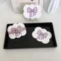 Carte en carton blanc en forme de nuage pour pinces à cheveux avec nœud violet - Style 2 (B008) / Environ 100 Pièces (Sans Sacs)