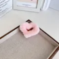 Pince à cheveux douce en peluche rose en forme de cœur pour des coiffures élégantes - M / Cœur Rose Orangé
