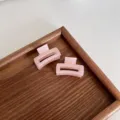 Small pink square hair claw clips for girls and kids on wooden tray - 2 Pieces/Pack / Pink