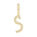 Vue détaillée du pendentif lettre S plaqué or 18 carats serti de zircons fins - Lettre S (DZ-350) / Or