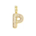 Nahaufnahme des mit Zirkonia besetzten 18K vergoldeten Anhängers in Form des Buchstabens P - Buchstabe P Anhänger einzeln (ohne Kette) / Gold