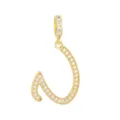 Vue détaillée d'un pendentif lettre N plaqué or 18K avec micro-pavage de zircons blancs - Lettre U (DZ-350) / Or