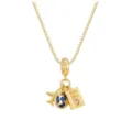 Close-up of gold travel-themed necklace pendant with airplane, globe, and passport charms - Love Letter Pendant