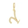 Détail d'un pendentif lettre L cursive plaqué or 18K et micro-serti de zircons - Lettre Y (DZ-350) / Or