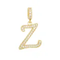 Vue détaillée d'un pendentif lettre Z plaqué or 18K avec zircons en micro-pave - Lettre Z (DZ-350) / Or