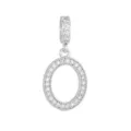 Élégant pendentif alphabet 'O' avec micro-pavage de zircons en finition argentée - Lettre O (DZ-350) / Argent
