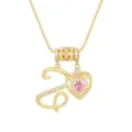 Detailansicht der 18k vergoldeten Halskette mit Herzanhänger und rosa Zirkonia S - Buchstabe Z / 45+5cm / Gold