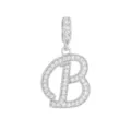 Pendentif lettre B en plaqué argent orné de pierres de zircone cubique brillantes - Lettre B (DZ-350) / Argent