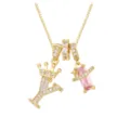 Exquisite vergoldete Halskette mit Buchstabe Y und rosa Zirkonia Stein Anhänger - Gold Y (Anhänger + Boxkette)