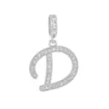 Pendentif lettre D argenté élégant orné de pierres d'oxyde de zirconium brillantes - Lettre D (DZ-350) / Argent