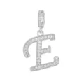 Élégant pendentif lettre E plaqué or blanc 18K avec pierres en oxyde de zirconium - Lettre E (DZ-350) / Argent