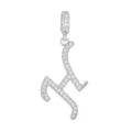 Pendentif lettre H plaqué argent avec micro-pave de zircones pour colliers DIY - Lettre H (DZ-350) / Argent
