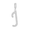 Élégant pendentif lettre J argenté scintillant avec pavé de zircons pour colliers DIY - Lettre J (DZ-350) / Argent