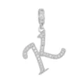Pendentif lettre K argenté serti de pierres de zircone cubique très étincelantes - Lettre K (DZ-350) / Argent