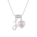 Elegante silberne Herzkette mit rosa Zirkonia und funkelndem J-Initial-Anhänger - Buchstabe J / 45+5cm / Silber