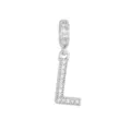 Pendentif lettre L argenté serti de micro-zircons pour colliers DIY - Lettre L (DZ-350) / Argent