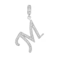 Élégant pendentif lettre M majuscule en argent avec pierres de zircone cubique pavées - Lettre M (DZ-350) / Argent