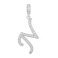 Élégant pendentif lettre N en cuivre plaqué or blanc 18 carats serti de zircons cubiques - Lettre N (DZ-350) / Argent