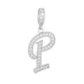 Pendentif lettre P en argent avec micro-sertissage de pierres en zircone cubique - Lettre P (DZ-350) / Argent