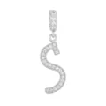 Élégant pendentif lettre S de couleur argentée serti de zircons étincelants micro-pavé - Lettre S (DZ-350) / Argent