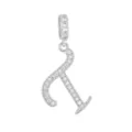 Pendentif lettre K initiale en cuivre argenté avec micro-pavé de zircons cubiques - Lettre T (DZ-350) / Argent