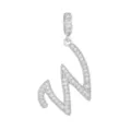 Pendentif lettre W en argent avec des pierres de zircone cubique étincelantes - Lettre W (DZ-350) / Argent