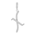 Pendentif lettre K argenté brillant avec zircons pour la création de colliers - Lettre X (DZ-350) / Argent