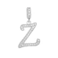 Pendentif lettre Z élégant pavé de zircons avec placage en or blanc 18K pour bijoux DIY. - Lettre Z (DZ-350) / Argent