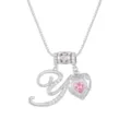 Elegante 18k vergoldete Kette mit Buchstabe Y Herzanhänger und rosa Zirkonia Kristallen - Buchstabe Y / 45+5cm / Silber
