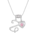 Exquisite versilberte Herz-Initialen-Halskette mit rosa Zirkonia und Box-Halskette - Buchstabe Z / 45+5cm / Silber
