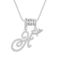 Elegante zilverkleurige ketting met cursieve letter H en schitterende hartvormige hanger - Schrijfletter H (DXL-065) / Zilver