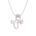 Elegante Halskette in Silber mit Buchstaben-U-Anhänger und funkelndem rosa Herzzirkon - Silber V (Anhänger + Box-Kette)