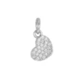 Elegant heart-shaped pendant charm inlaid with cubic zirconia in silver-tone finish - Heart Key / Silver