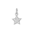 Silver-colored star pendant charm with shimmering clear zirconia for DIY jewelry making - Small Heart / Silver
