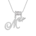 Elegante zilveren ketting met cursieve letter M hanger en hartvormige planeetbedel - Schrijfletter M (DXL-065) / Zilver