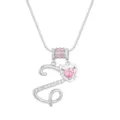 Elegante silberne Halskette mit rosa Herz-Zirkonia und Buchstabe Z Anhänger Geschenk - Silber Z (Anhänger + Box-Kette)
