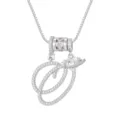 Zilveren ketting met cursieve letter O en sprankelende hart-planeet hanger sieraad - Schrijfletter O (DXL-065) / Zilver