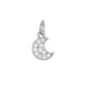 Mini 18K white gold plated crescent moon pendant charm with clear zirconia stones - Moon / Silver