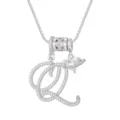 Fonkelende ketting met cursieve beginletter Q en kristallen hartje in zilver - Schrijfletter Q (DXL-065) / Zilver