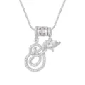 Elegante zilveren ketting met cursieve letter S hanger, hartsteen en heldere kristallen - Schrijfletter S (DXL-065) / Zilver