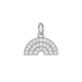 18K white gold plated rainbow charm pendant with sparkling cubic zirconia for DIY jewelry. - Large Rainbow / Silver