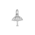 Elegant 18K silver plated umbrella pendant charm featuring sparkling white zircons - Umbrella / Silver