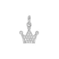 Exquisite sparkling cubic zirconia crown pendant charm in silver finish for DIY jewelry - Crown / Silver