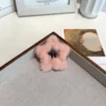 Barrette à cheveux en peluche rose en forme d'étoile avec fausse fourrure et clip - Pentagramme / Orange