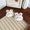 Deux jolis accessoires tête de lapin en peluche blanche pour vêtements et sacs DIY - Style Ouverture Arrière / Lapin